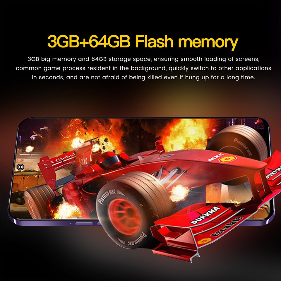 6.5 Inch 64GB Fingerprint Unlock Android Smartphone 4G LTE Global Version Dual SIM HD Screen GPS Gaming Features EU Plug Phone